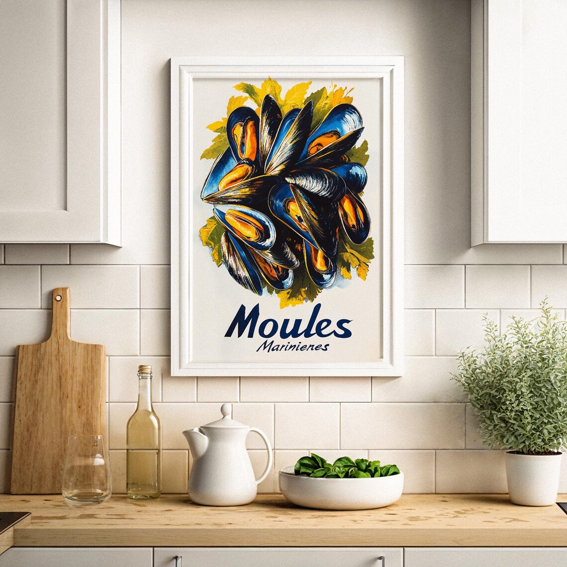 Moules Marinieres Mussels Vintage French Bistro Style Kitchen Poster - Image 4