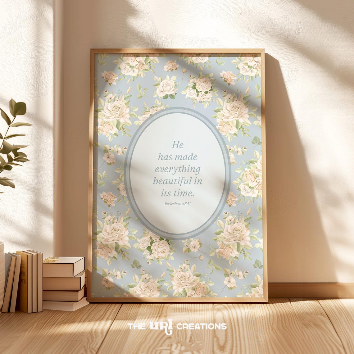 Ecclesiastes 311 Christian Wall Art He Has Made Everything Beautiful Bible Verse Poster Vintage Blue Scripture Wall Art Decor - Image 4