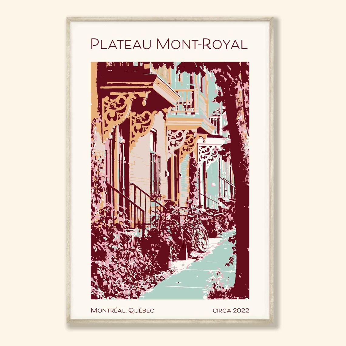 Plateau Mont Royal Montreal Quebec Balcony Staircase Travel Poster