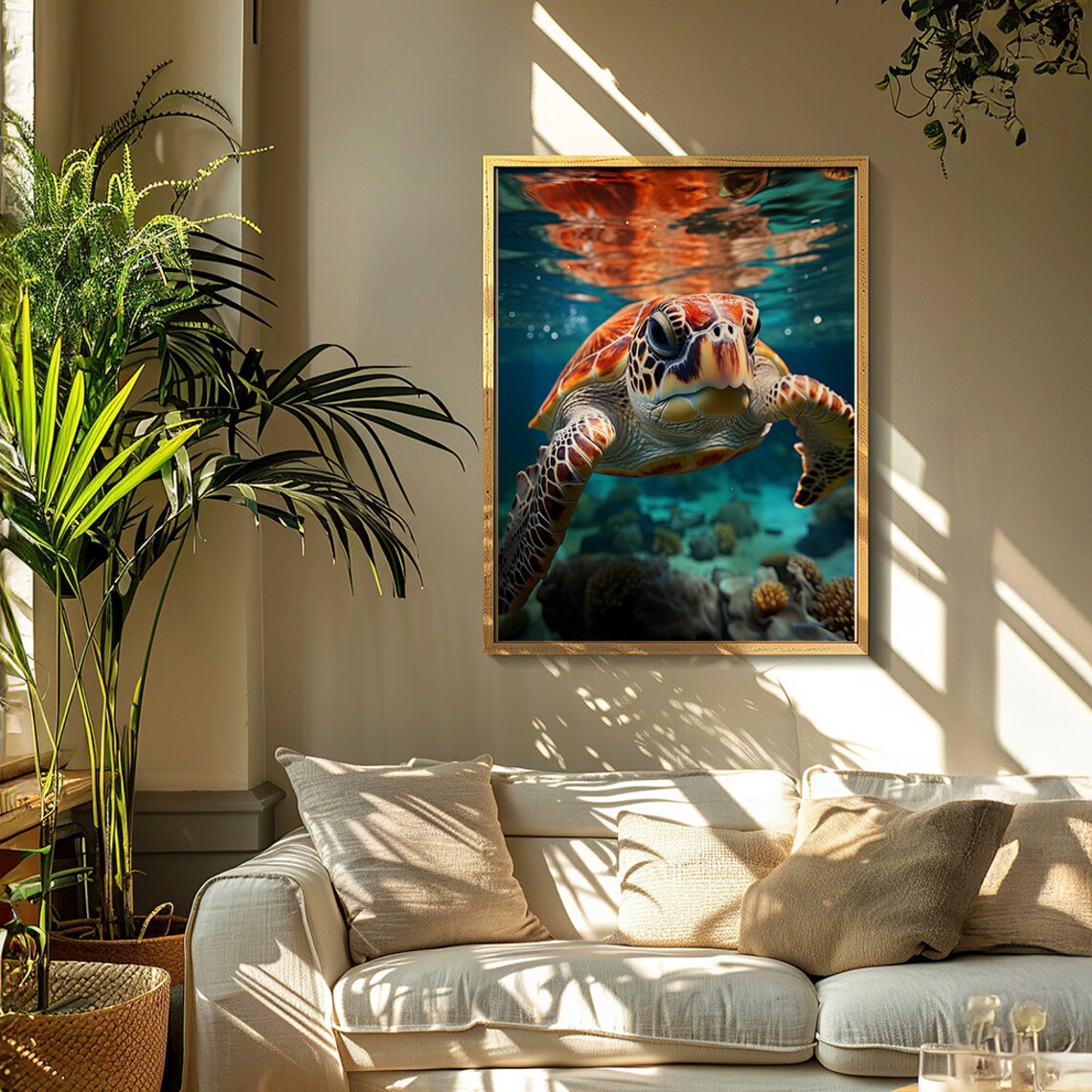 Deep Sea Turtle Art Print, Nursery Room Decor - Image 4