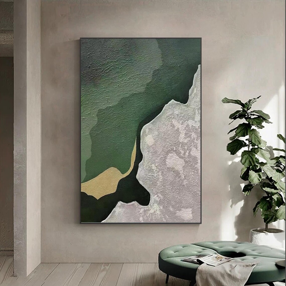 Abstract Textured Wall Art, Sage Green Minimalist - Image 4