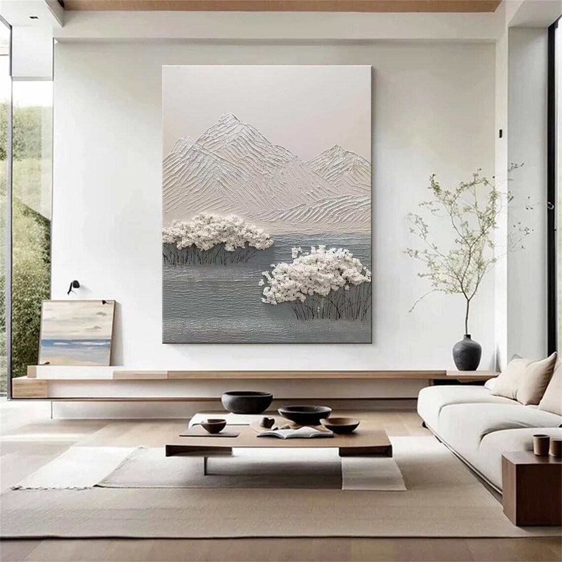 White Mountain, Large Forest Original 3D Textured Abstract Painting - Image 2