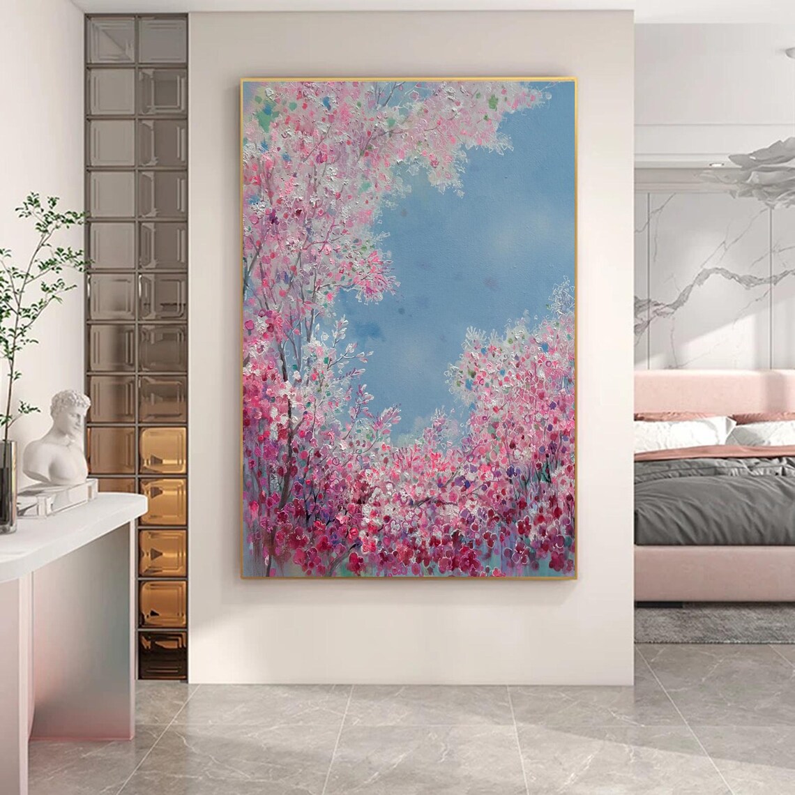Cherry Blossom Modern Abstract Floral Wall Art - Image 4
