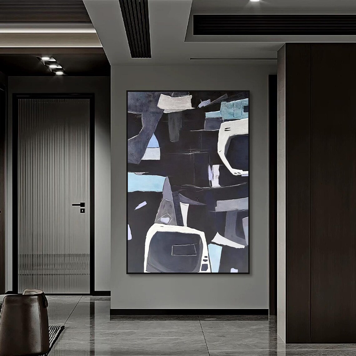Black Abstract Painting, Wabi Sabi Decor - Image 4