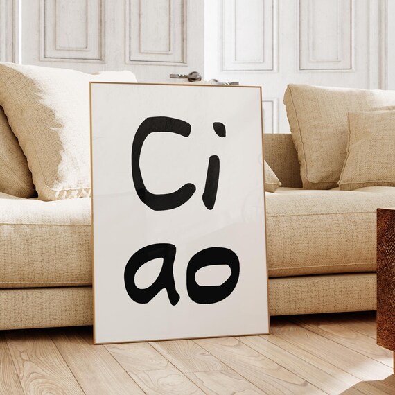 Ciao Wall Art Italian Hello Print Typography Poster Minimalist Print Trendy Aesthetic Room Decor Retro Ciao Poster Midcentury Wall Art