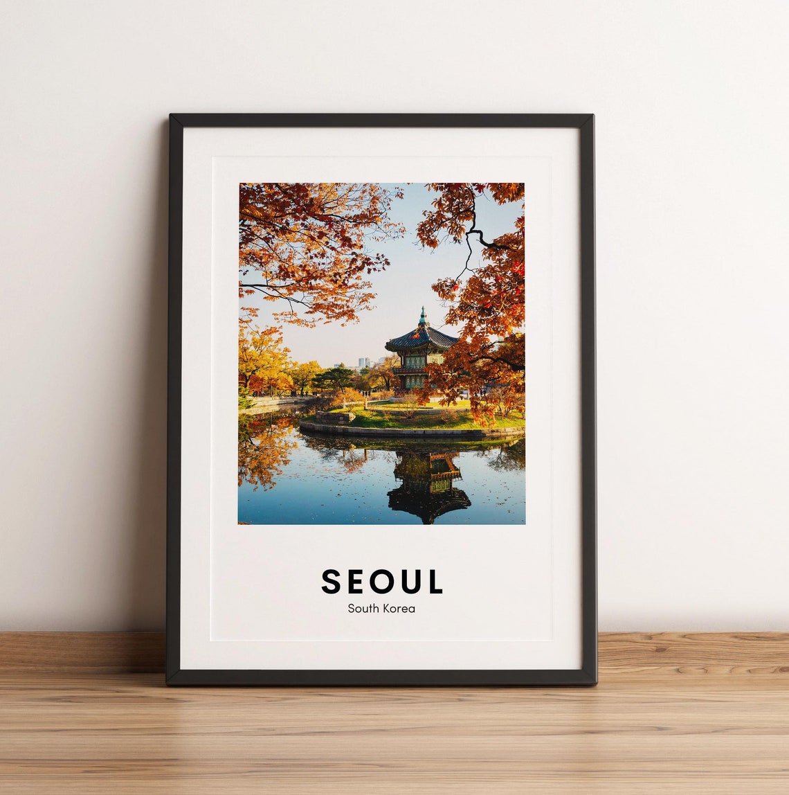 Seoul South Korea Autumn Pond Pavilion Photography Art Print