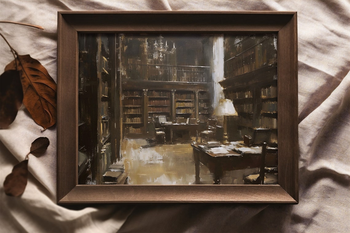 Dark Academia Library Print Book Still Life Wall Art Vintage Bookish Decor - Image 2