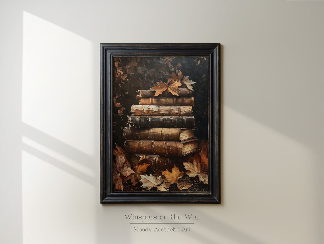 Dark Academia Book Still Life Oil Painting Art Print - Image 2