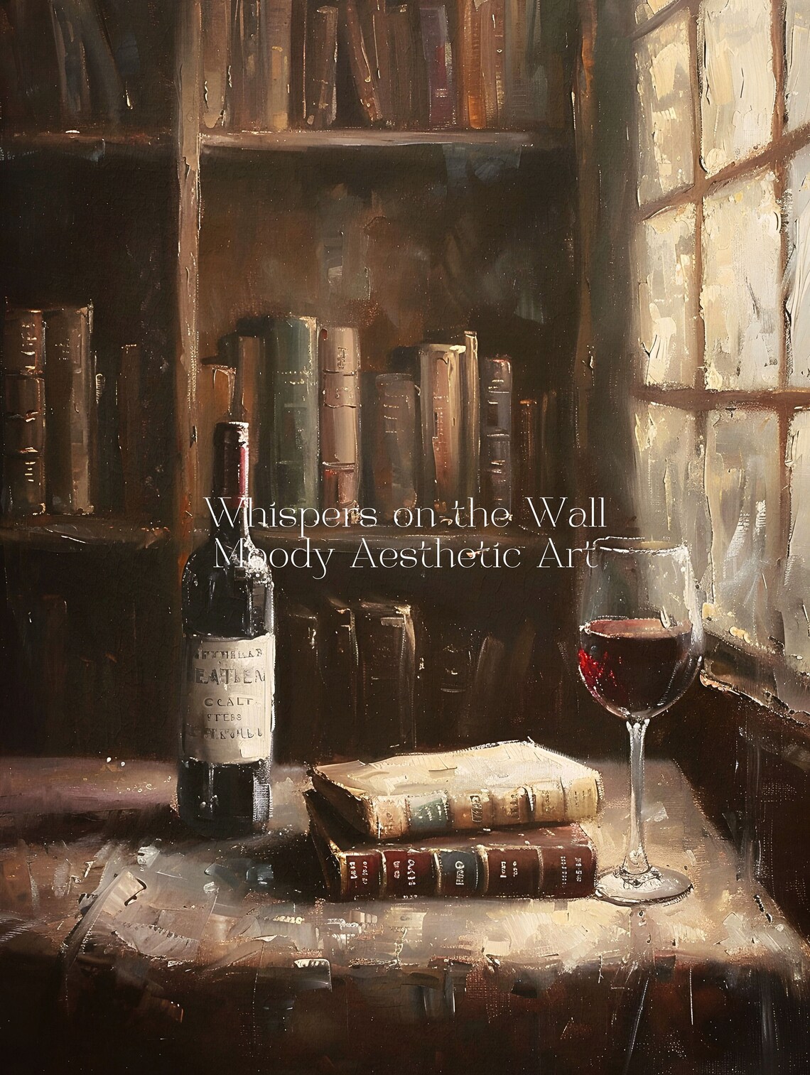 Wine And Books Vintage Kitchen Wall Art Print - Image 5