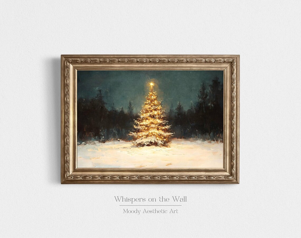 Vintage Christmas Tree Oil-Painting Style Art Print - Image 6