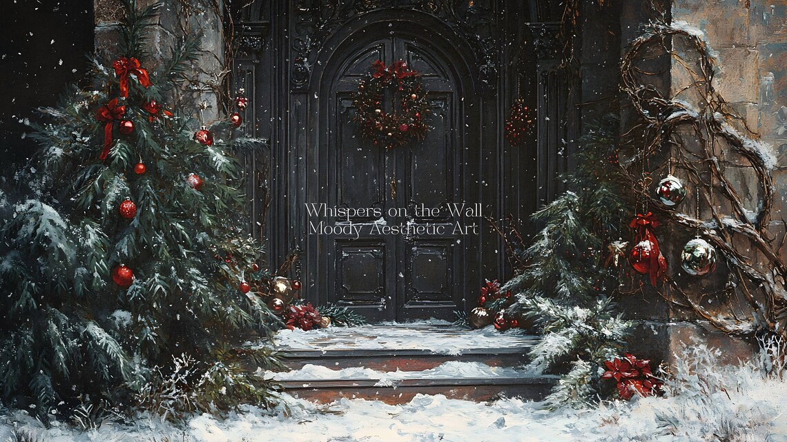 Collegiate Gothic Christmas Art Print, Moody Holiday Decor - Image 5