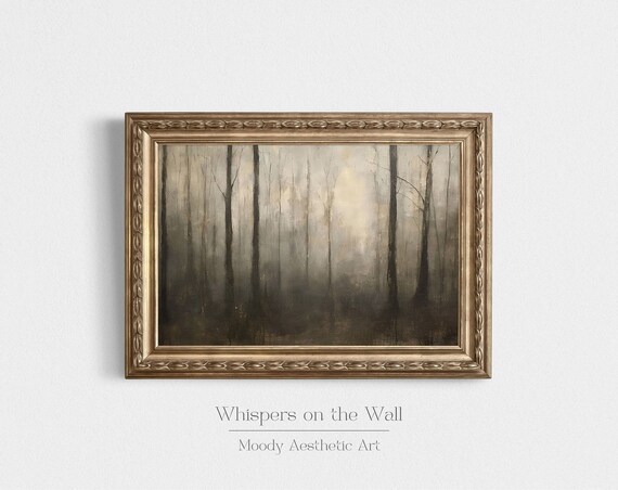 Misty Bare Trees In Fog Moody Vintage Forest Landscape Poster