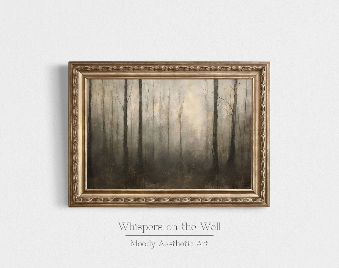 Misty Bare Trees In Fog Moody Vintage Forest Landscape Poster