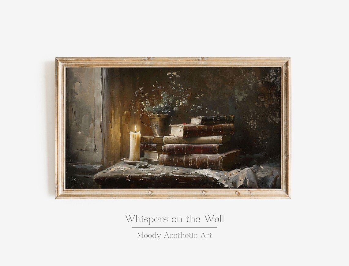 Dark Academia Book Pile Gothic Decor Art Print