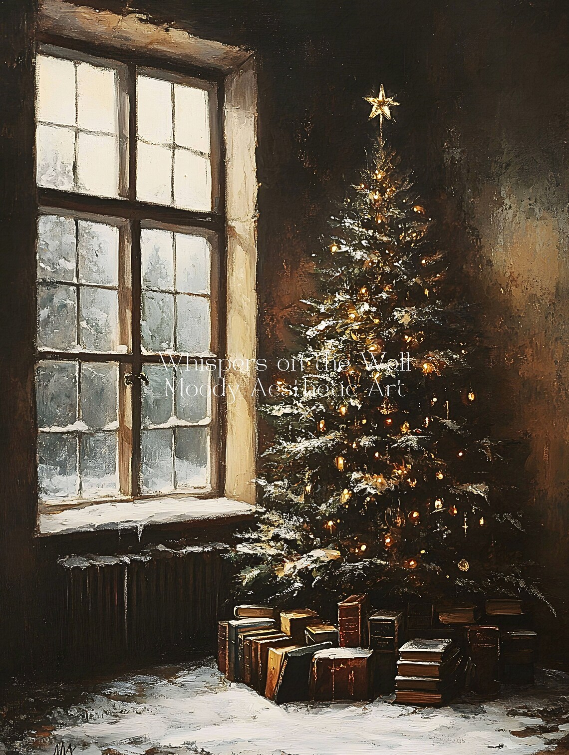 Vintage Christmas Tree Art Print, Dark Cottagecore - Image 5