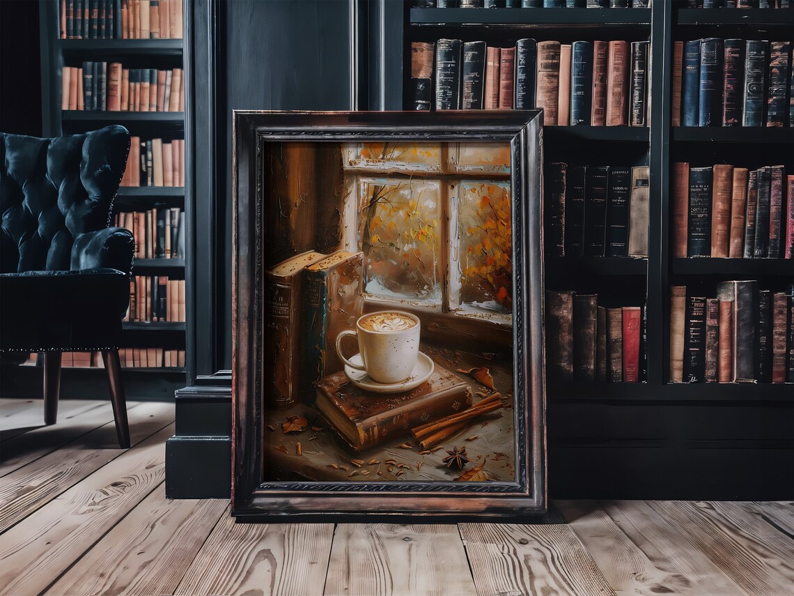 Books and Coffee Dark Academia Art Print - Image 3