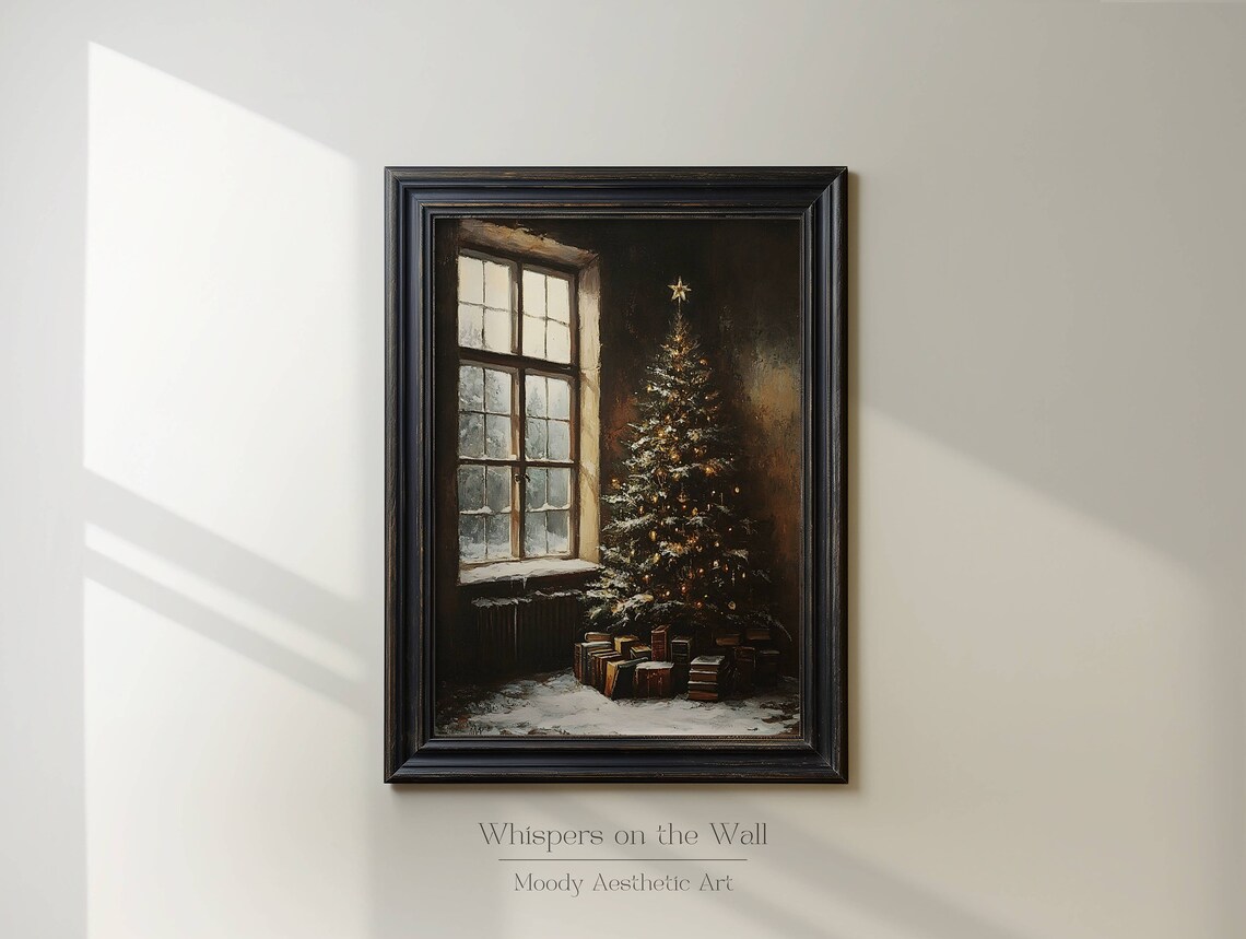 Vintage Christmas Tree Art Print, Dark Cottagecore - Image 2
