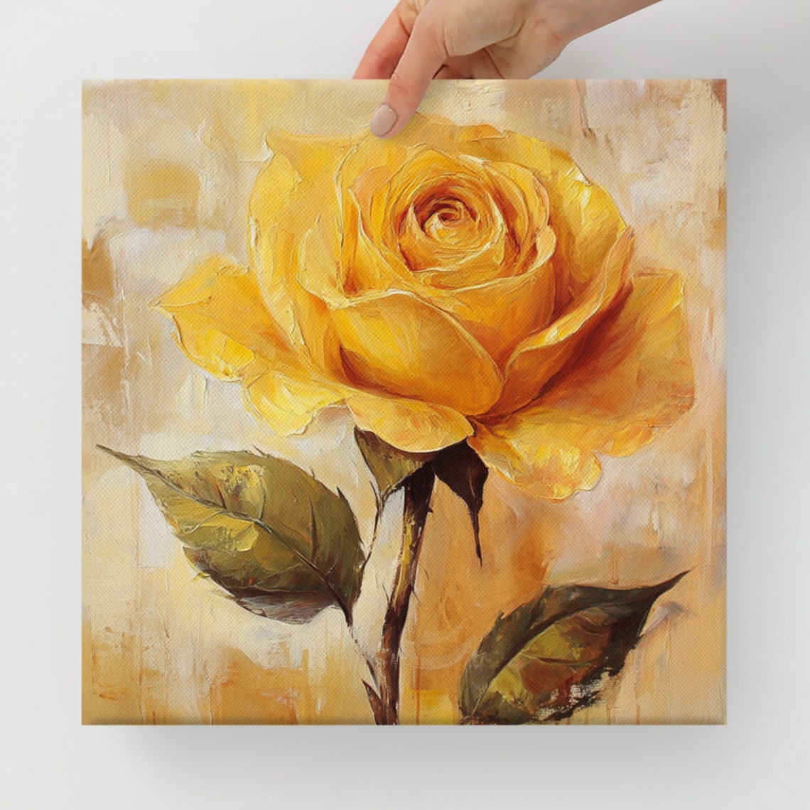 Yellow Rose Print Painting Print Flower Art Rose Painting Print Living Room Art Yellow Wall Art Vintage Wall Art