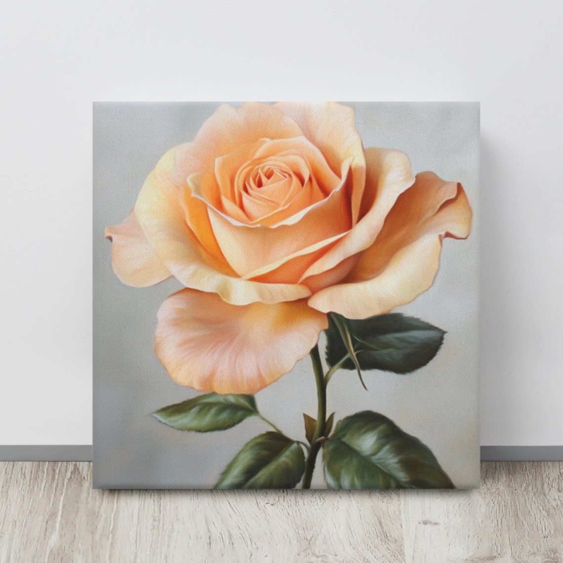 Peach Rose Print Painting Print Flower Art Rose Painting Print Living Room Art Large Wall Art Floral Wall Art