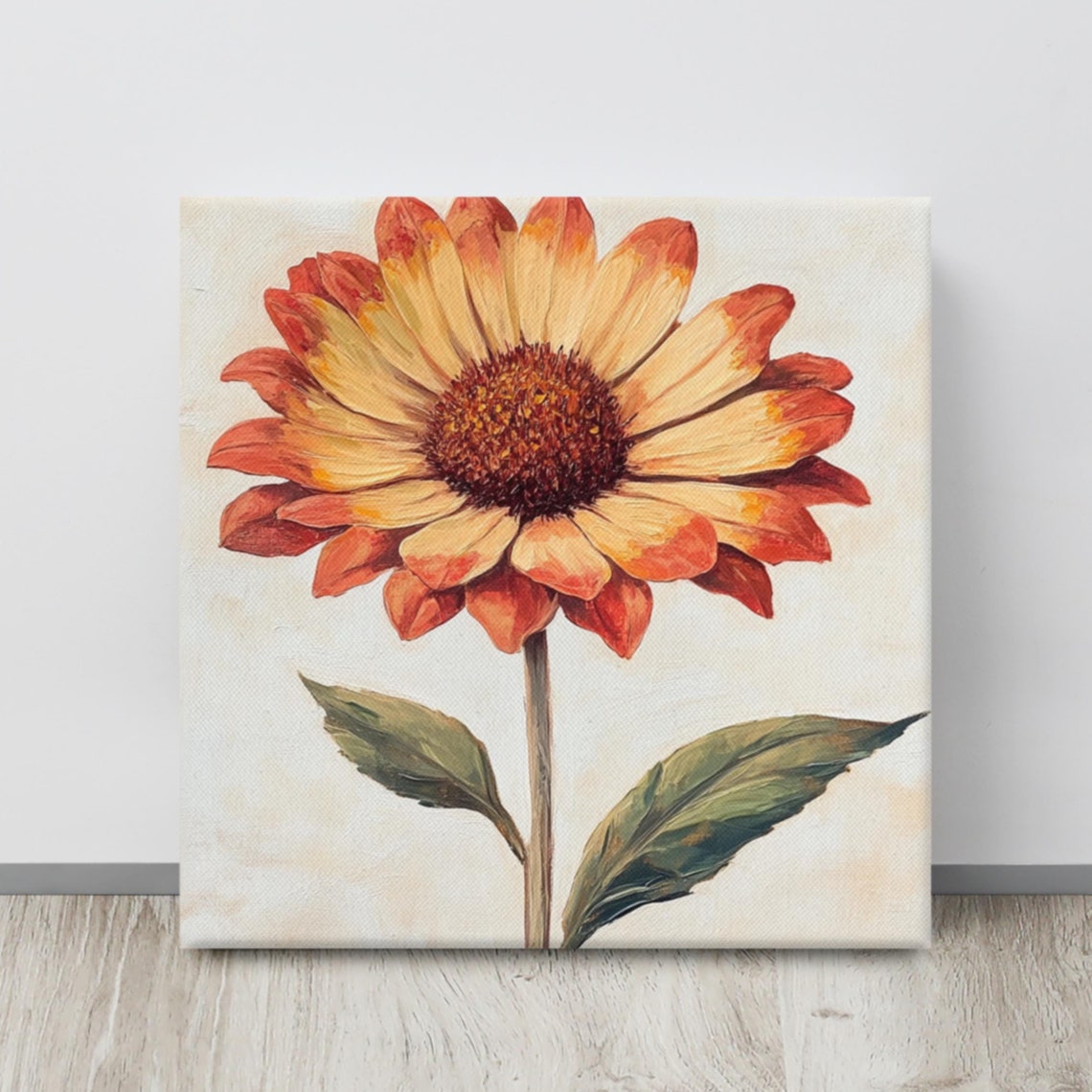 Orange Gaillardia Blanket Flower Single Bloom Vintage Painting Poster