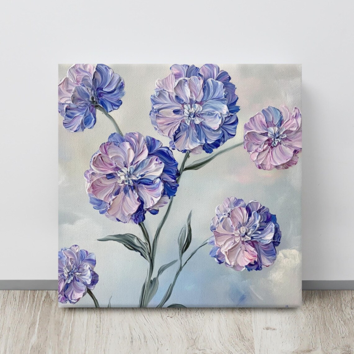 Purple Blue Sweet William Flowers Pale Soft Floral Art Poster