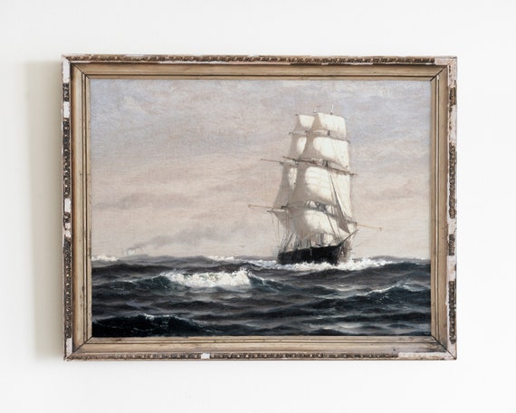 Vintage Ship Maritime Ocean Landscape Art Print