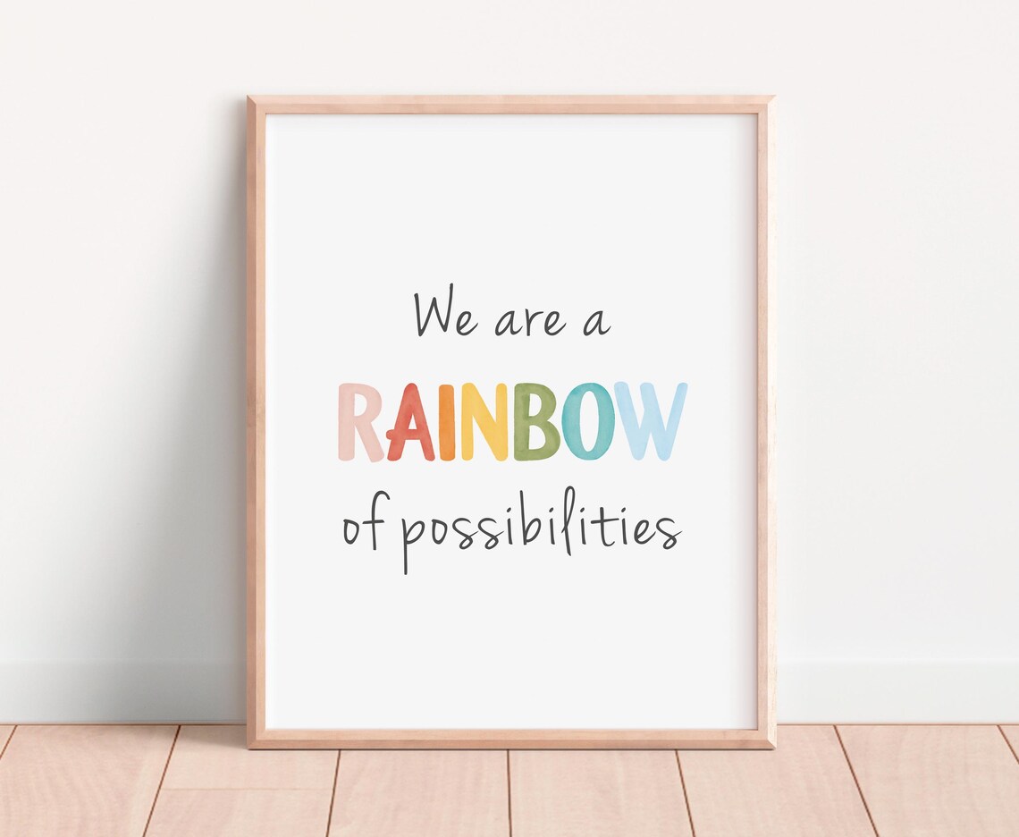 We Are A Rainbow Of Possibilities Watercolor Quote Classroom Poster - Image 4
