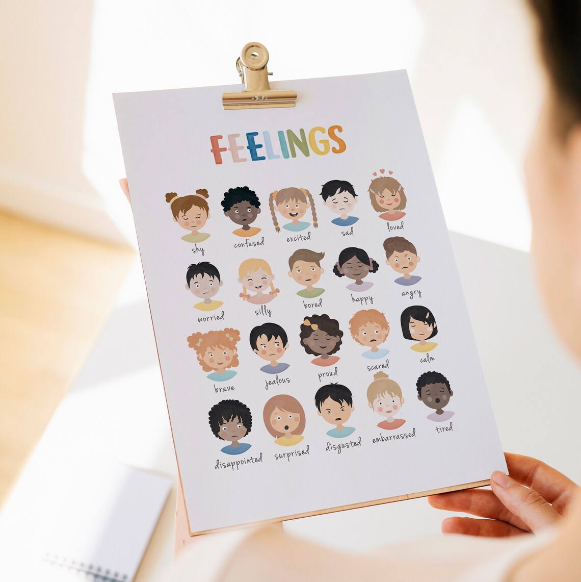 Rainbow Feelings Chart Art Print, School Counselor Decor - Image 2