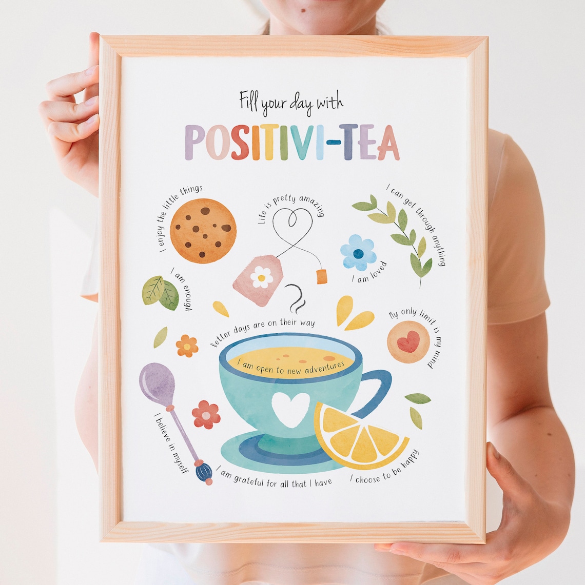 Positivi Tea Positivity Affirmations Poster Print