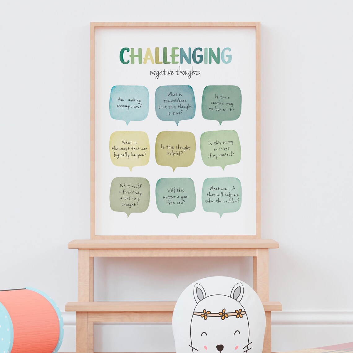 Challenging Negative Thoughts CBT Therapy Art Print - Image 6