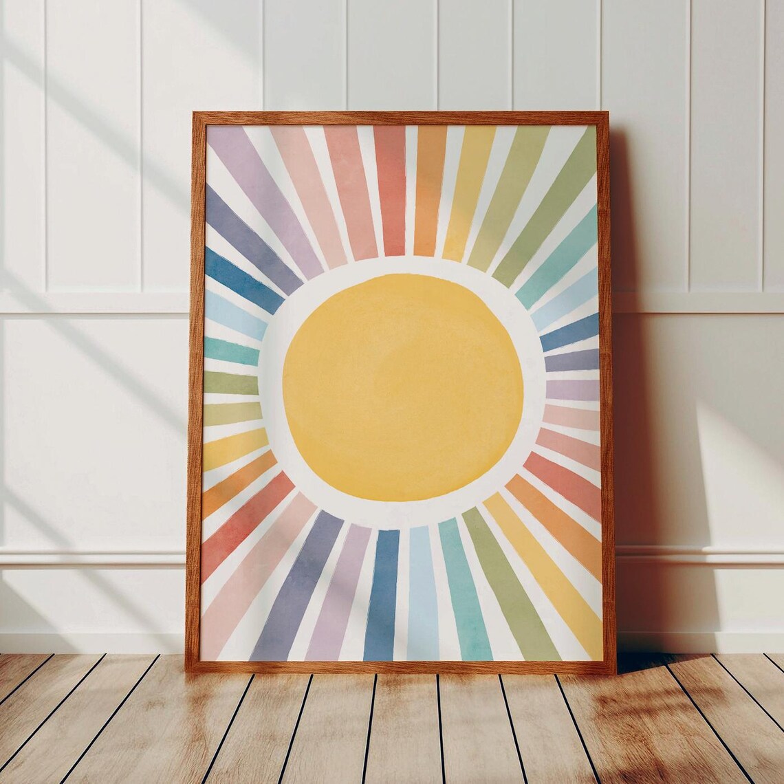 Sun Watercolor Nursery Print, Boho Playroom Decor - Image 3