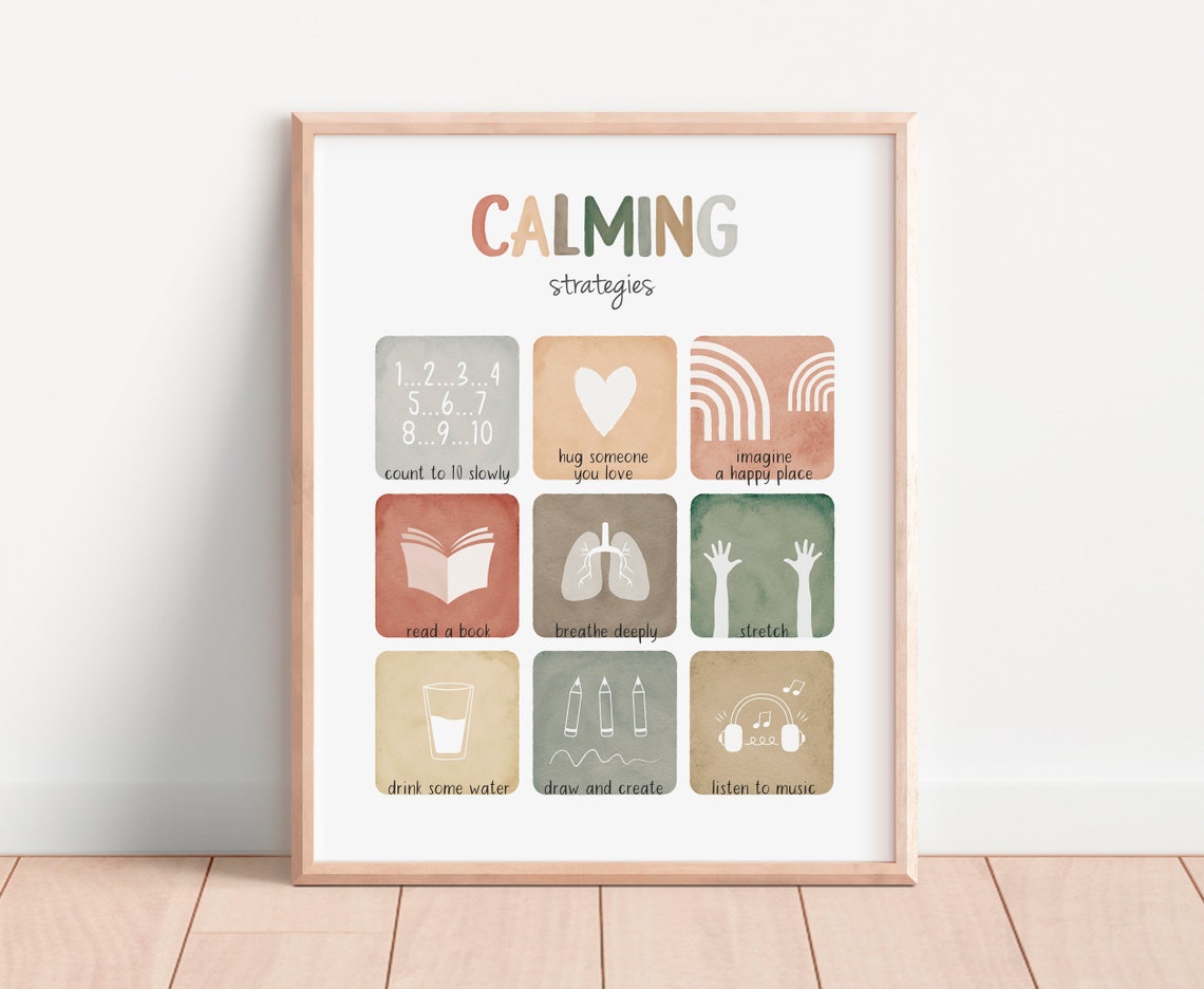 Calming Corner 6 Piece Set Grounding Breathing Feelings Therapy Poster - Image 2