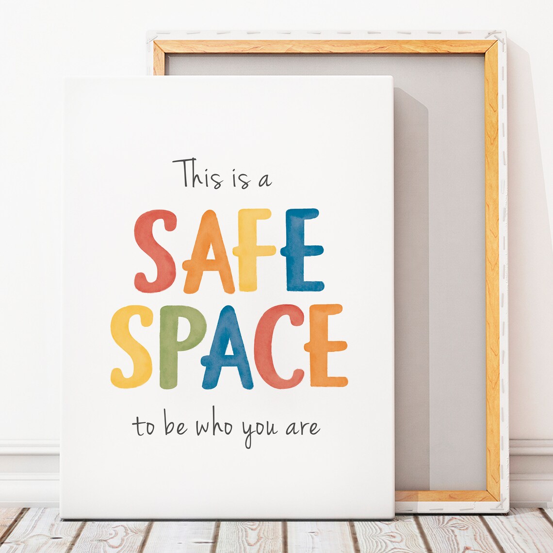 Safe Space To Be Who You Are Rainbow Lettering Classroom Wall Poster