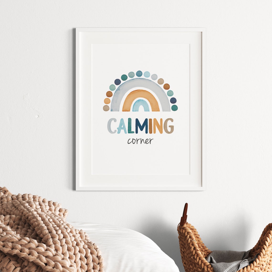 Calming Corner Rainbow Watercolor Boho Nursery Classroom Decor Poster - Image 4