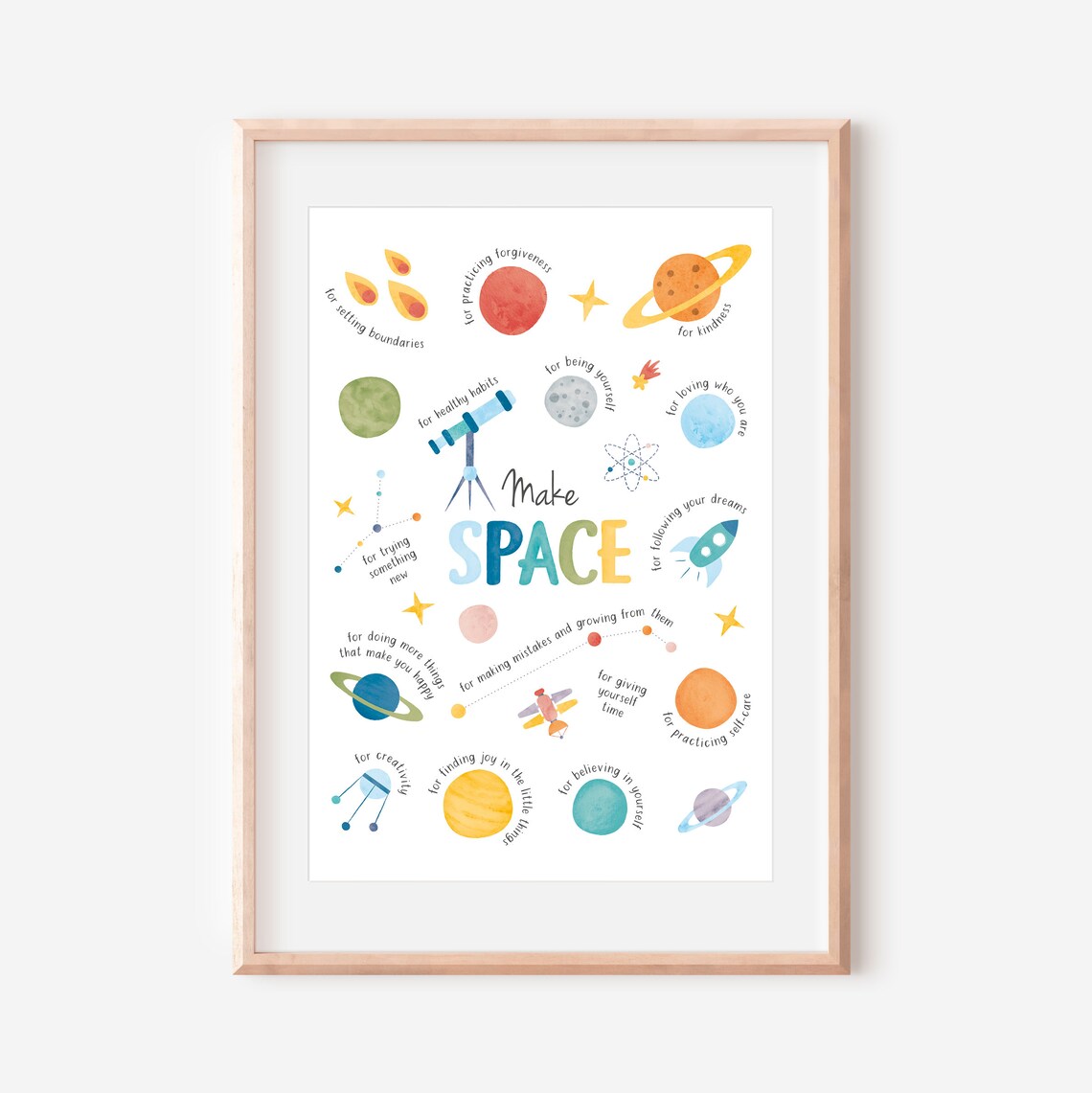 Make Space Positive Affirmations Office Art Print - Image 3