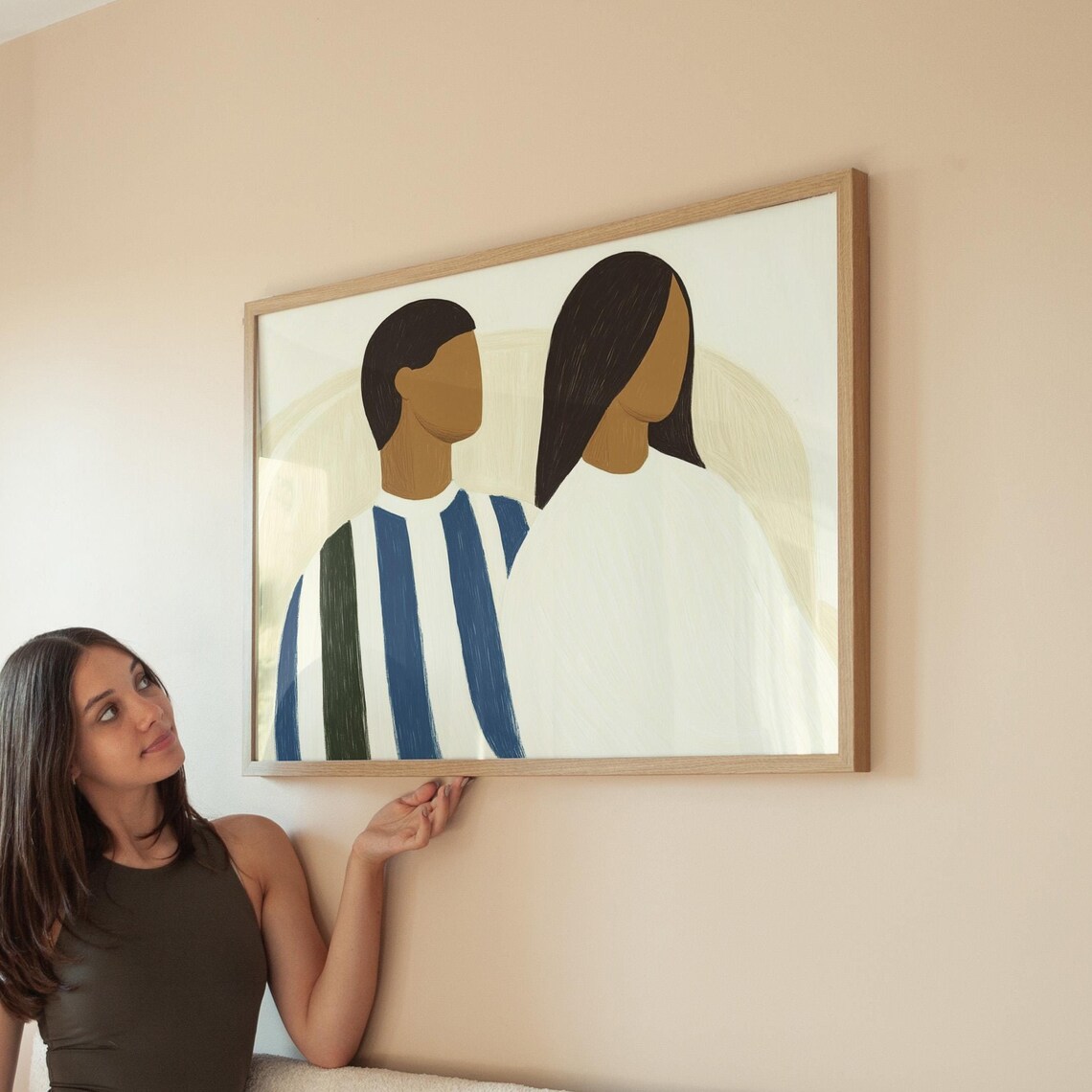 Minimalist Couple Portrait, Modern Love Illustration