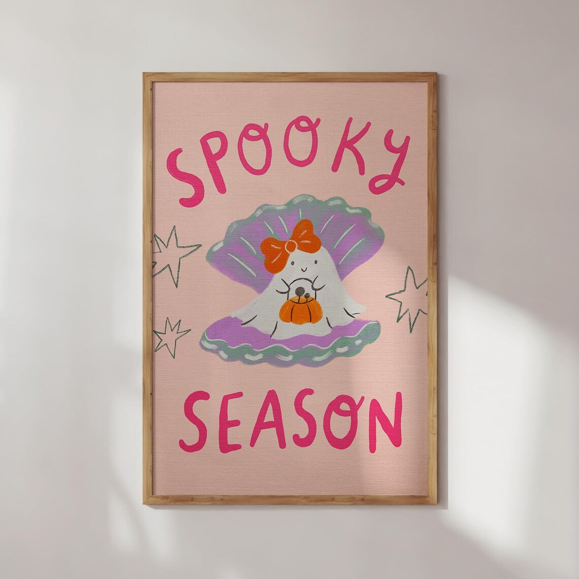 Spooky Season Cute Pink Ghost Pumpkin Coquette Halloween Print