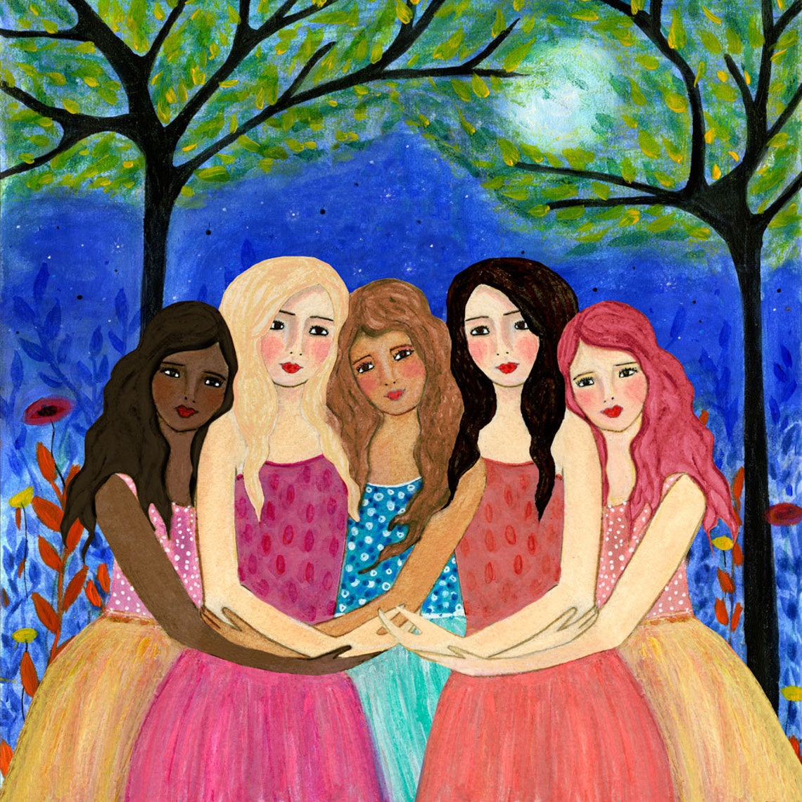 United Art Print Strong Women Together United Women Of The World Art Print Ethnic Women Multicultural Art Painting Women Of The World