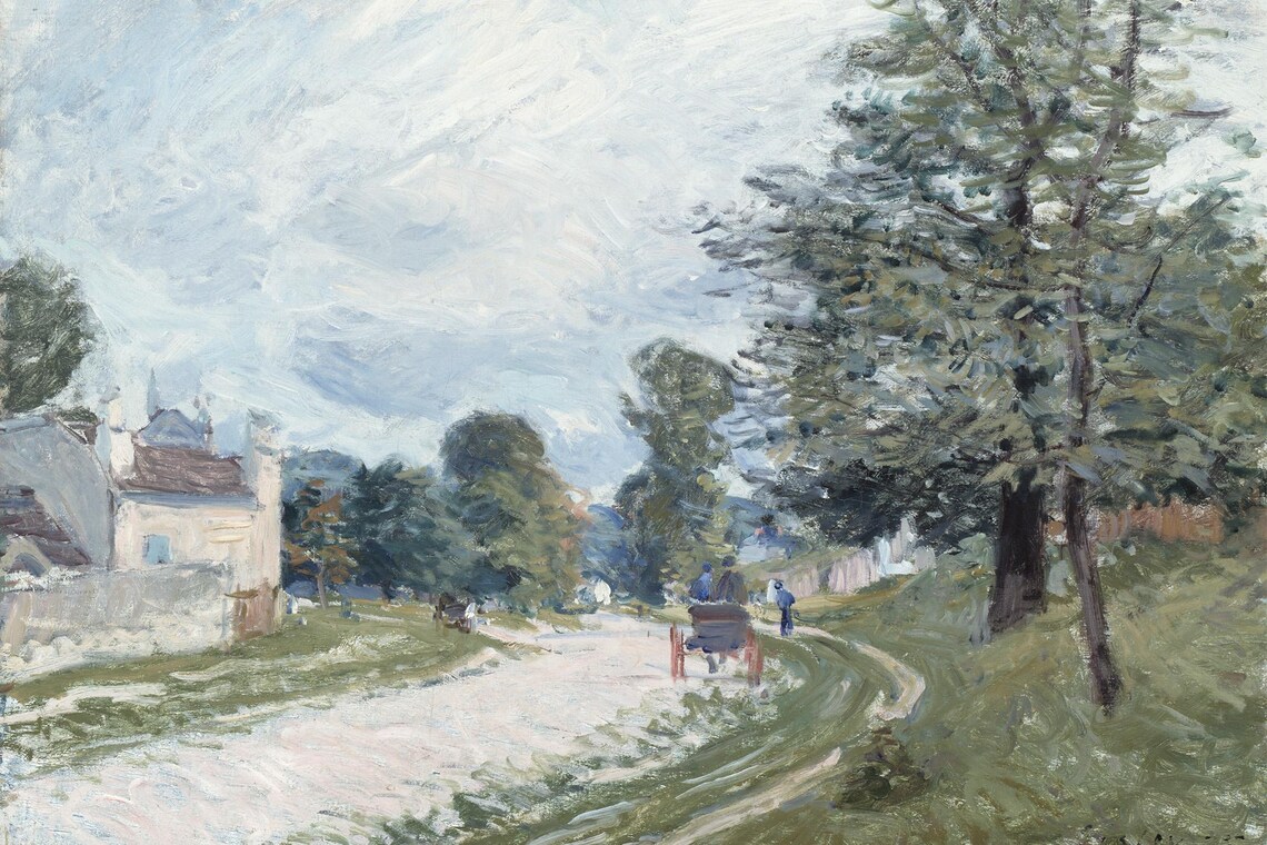 Sunlit Village Road with Horse Cart Impressionist Landscape Poster - Image 4