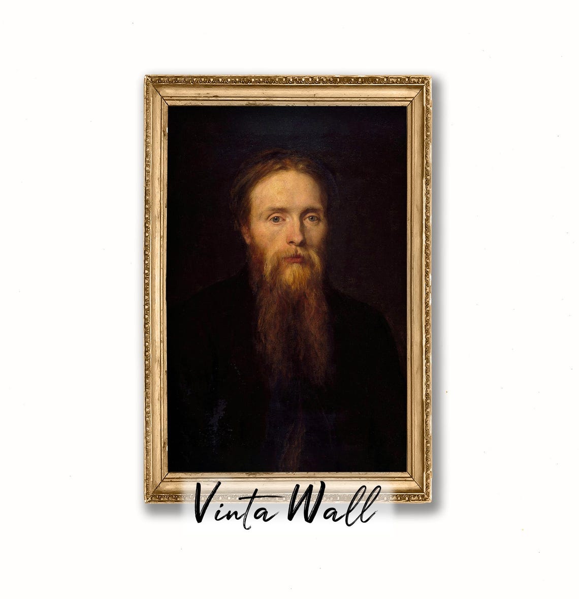 Portrait Man Oil Painting Farmhouse Dark Academia Vintage Print Gentleman Long Black Beard Art Country Wall Antique Moustache - Image 4