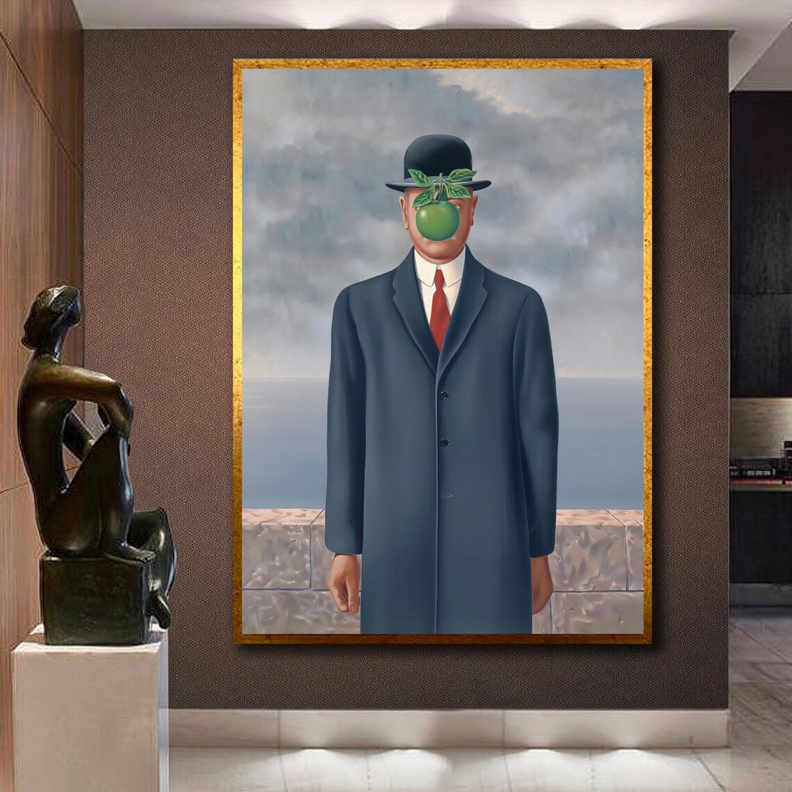 Rene Magritte The Son of Man Surrealist Bowler Hat Apple Art Poster - Image 3