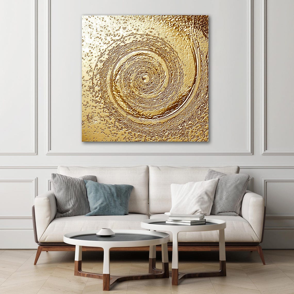 Golden Spiral Textured Abstract Art Luxurious Gold Modern Art Poster - Image 3