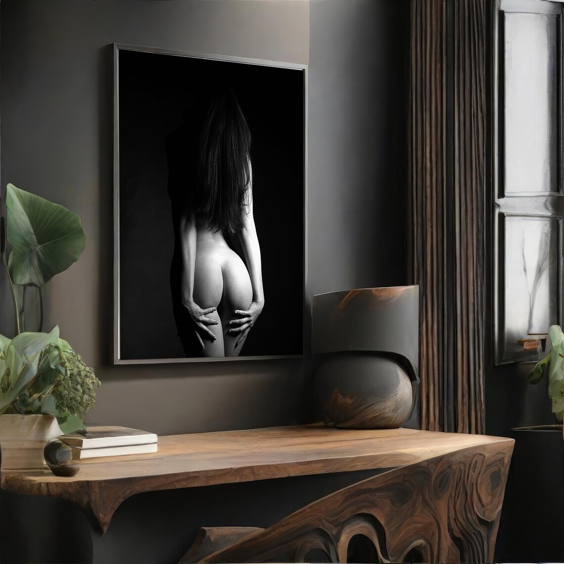 Black and White Nude Woman Rear View Minimalist Fine Art Photo Poster - Image 4