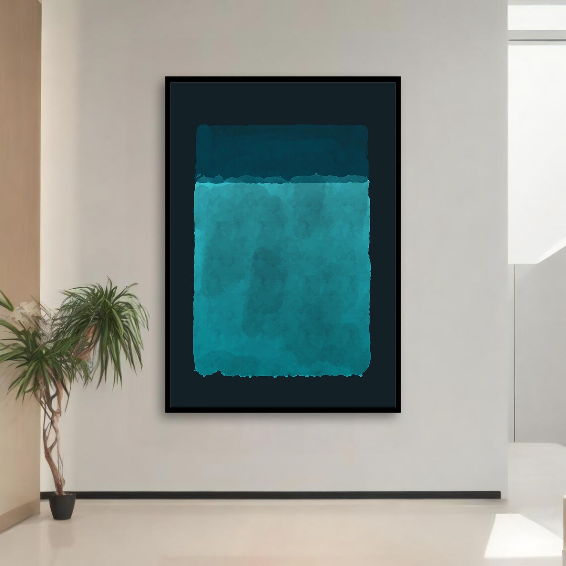 Rothko Style Teal Blue Watercolor Color Field Abstract Poster - Image 3