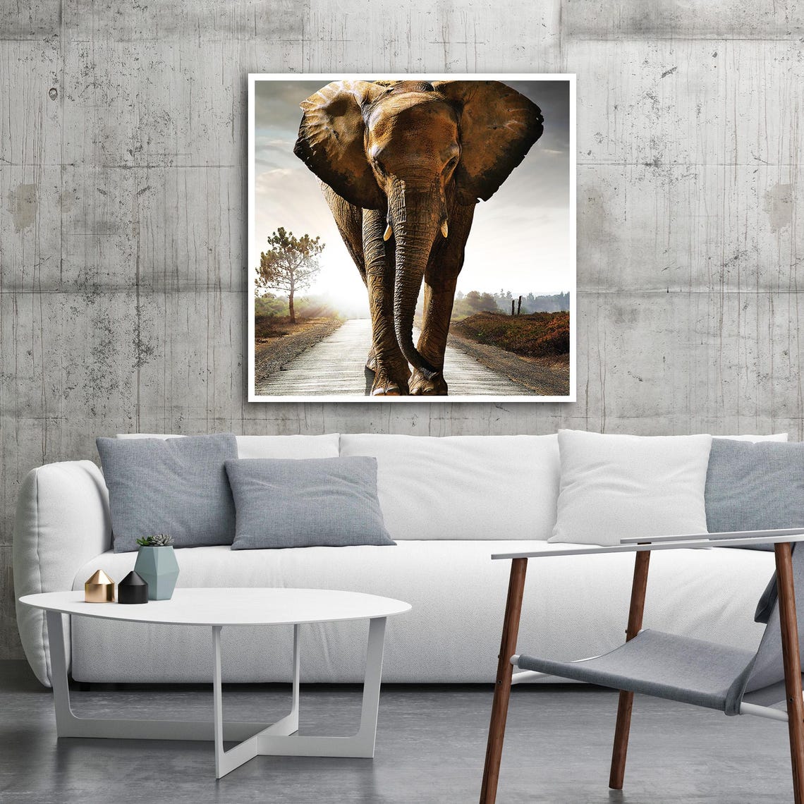Majestic Elephant Walking Safari Road Wildlife Closeup Art Poster - Image 2