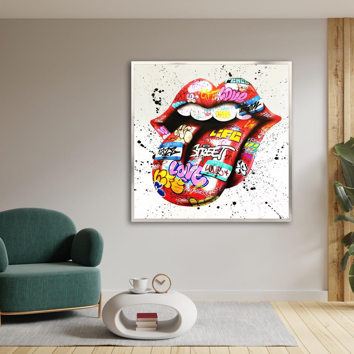 Red Lips Tongue Graffiti Street Art Rock Style Pop Culture Poster - Image 3