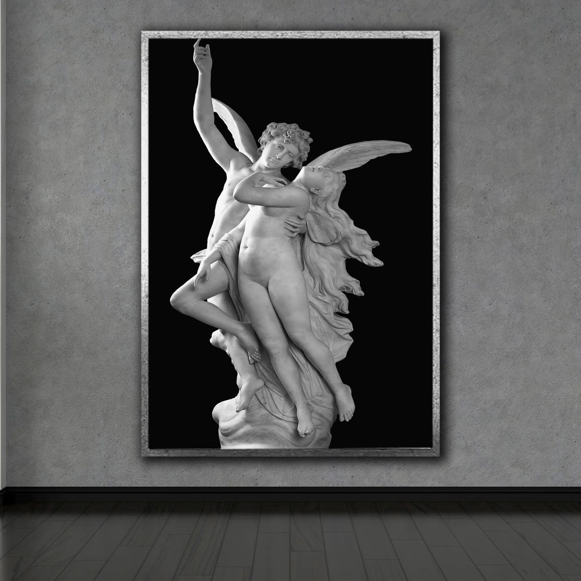 Neoclassical Winged Couple Marble Sculpture Greek Mythology Art Print