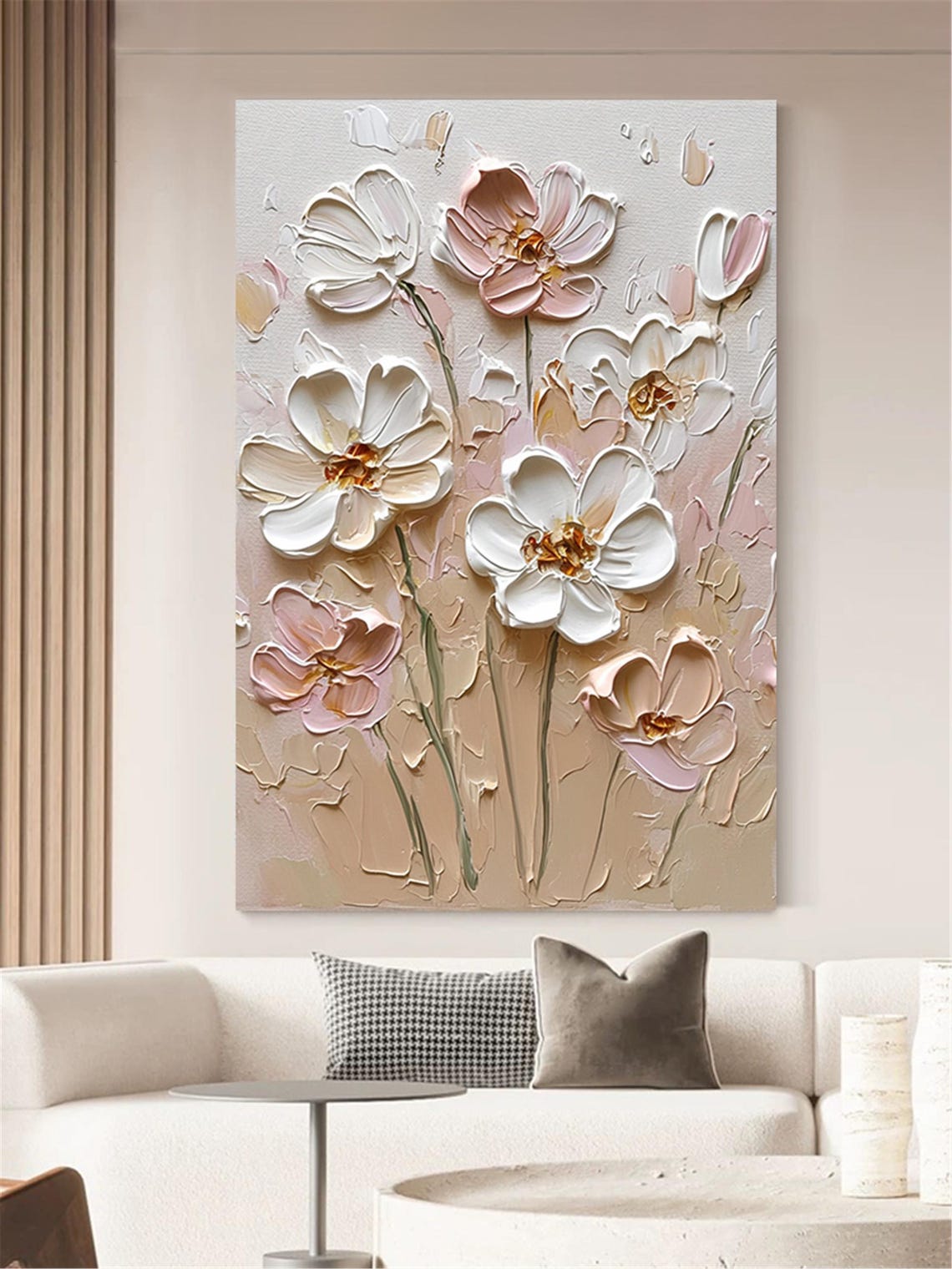 3dtextured Acrylic Painting On Abstract Painting Pink Flower Wall Art Living Room Painting Framed Wall Painting Singerpainting Gifts - Image 3