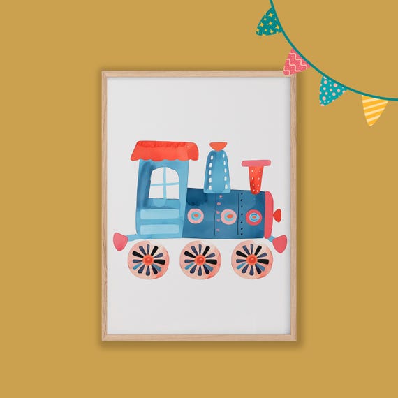Train Nursery Decor Baby Room Wall Art Nursery Decor Prints Animal Boho Kids Room Decor Instant Playroom Print