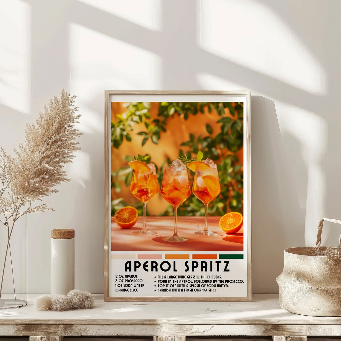 Aperol Spritz Recipe Retro Italian Cocktail Photography Poster